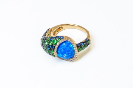 Melissani Lake ring in 14k gold with precious stones