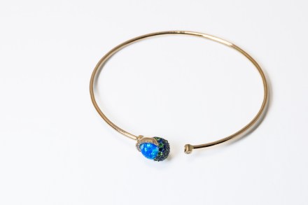 14K yellow gold bracelet set with sapphires, diamonds, and garnets from the Melissani Collection