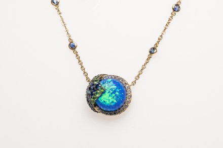 Melissani Lake necklace in 14k gold with precious stones
