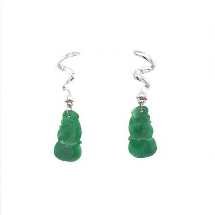 White gold K14 earrings with jade.