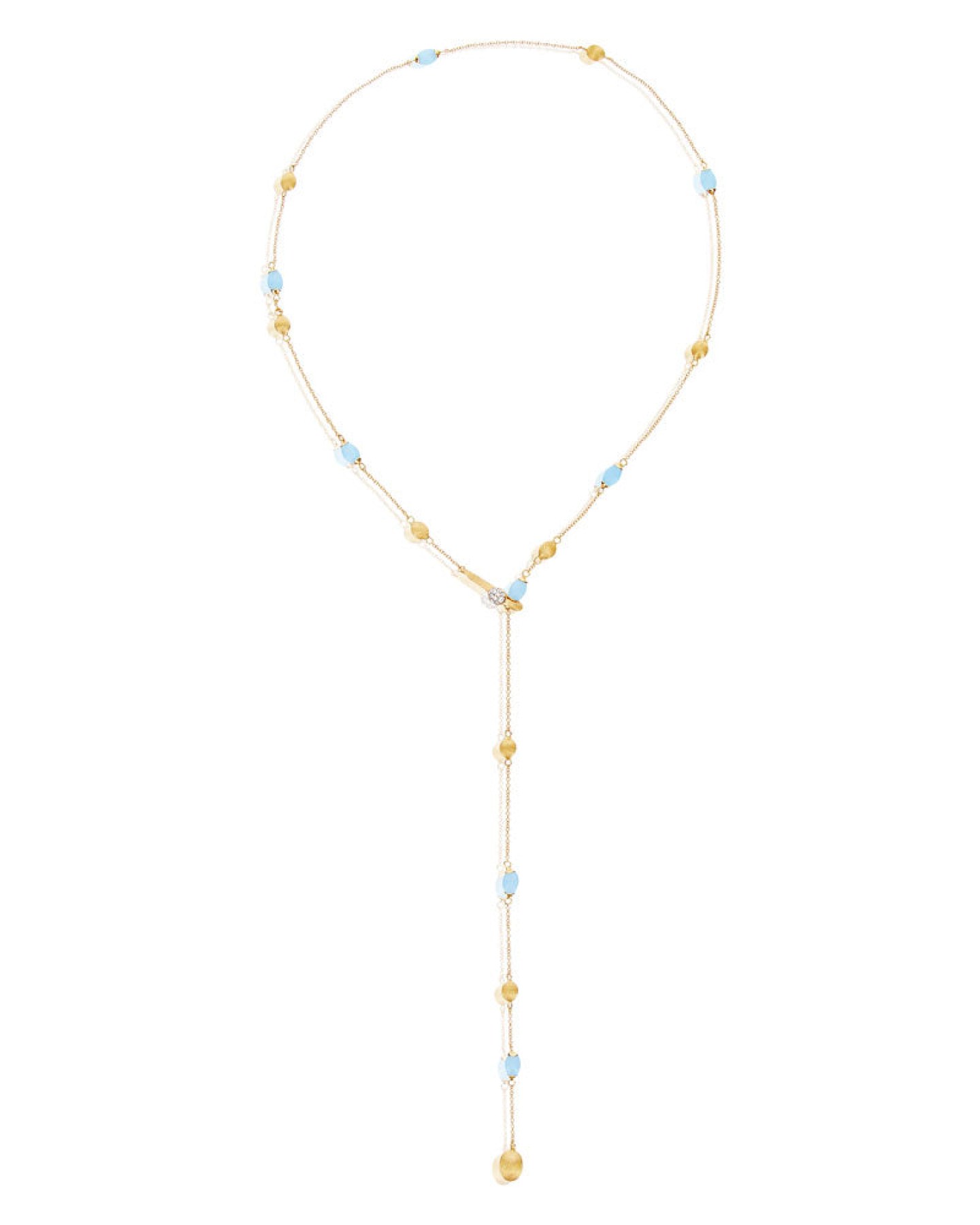 18k Yellow Gold, Diamond and Milky Aquamarine Necklace