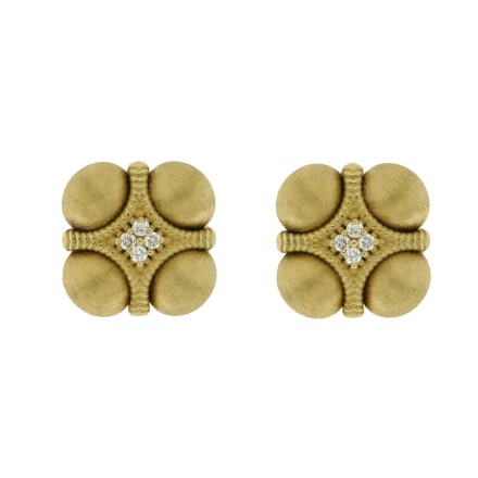 18k Yellow Gold and Diamond Earrings