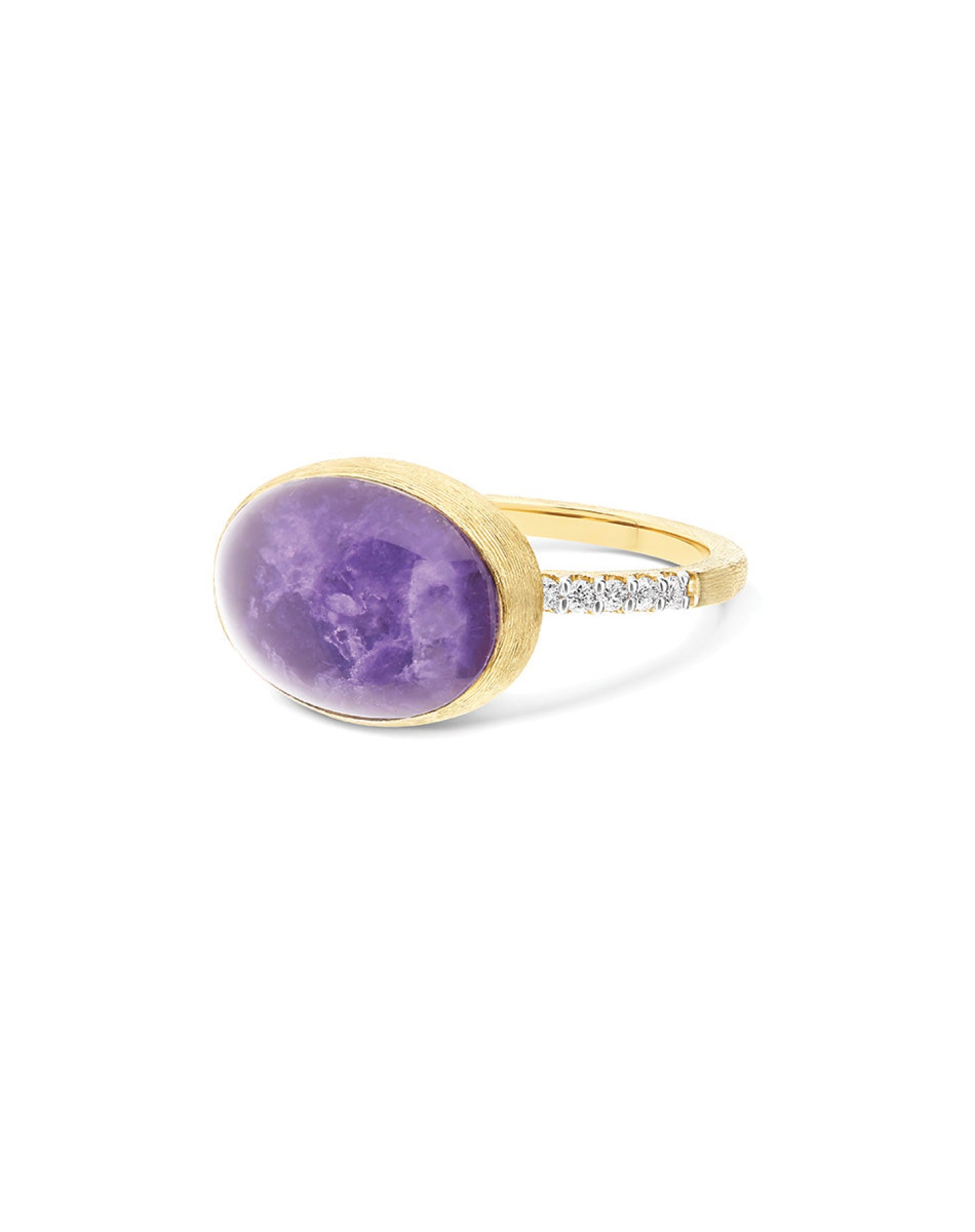 18k Gold Ring with Diamonds and Lepidolite