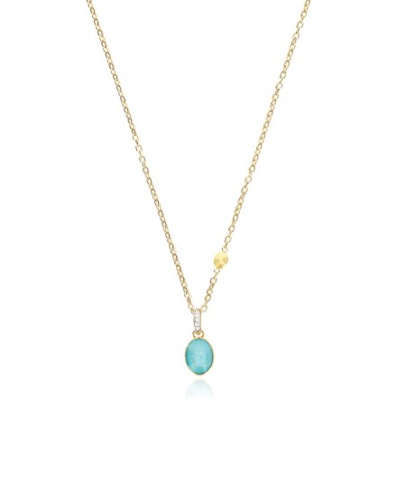 18k Yellow Gold and Diamond, Rock Crystal and Amazonite