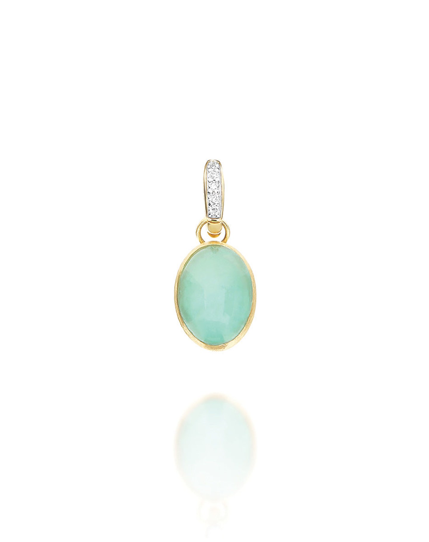  18k Yellow Gold, Diamond, Rock Crystal, and  Jadeite Pendant
