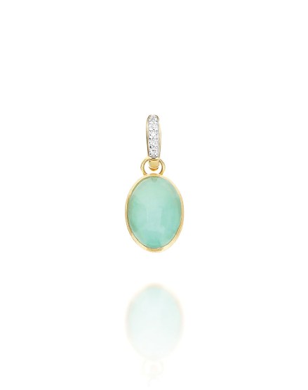  18k Yellow Gold, Diamond, Rock Crystal, and  Jadeite Pendant